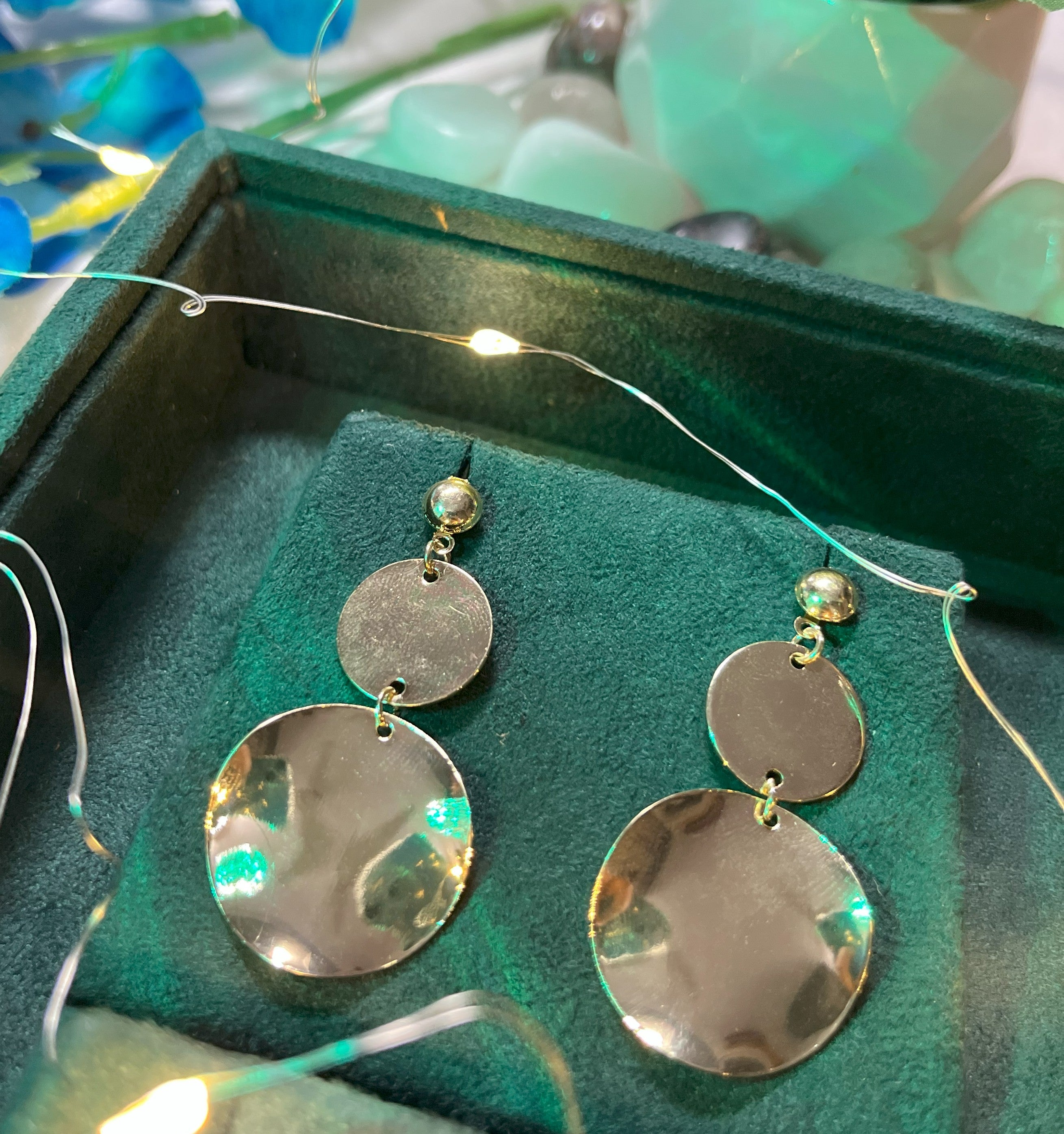 Glossy Dual Disc Drop Earrings – Premium Statement Shine