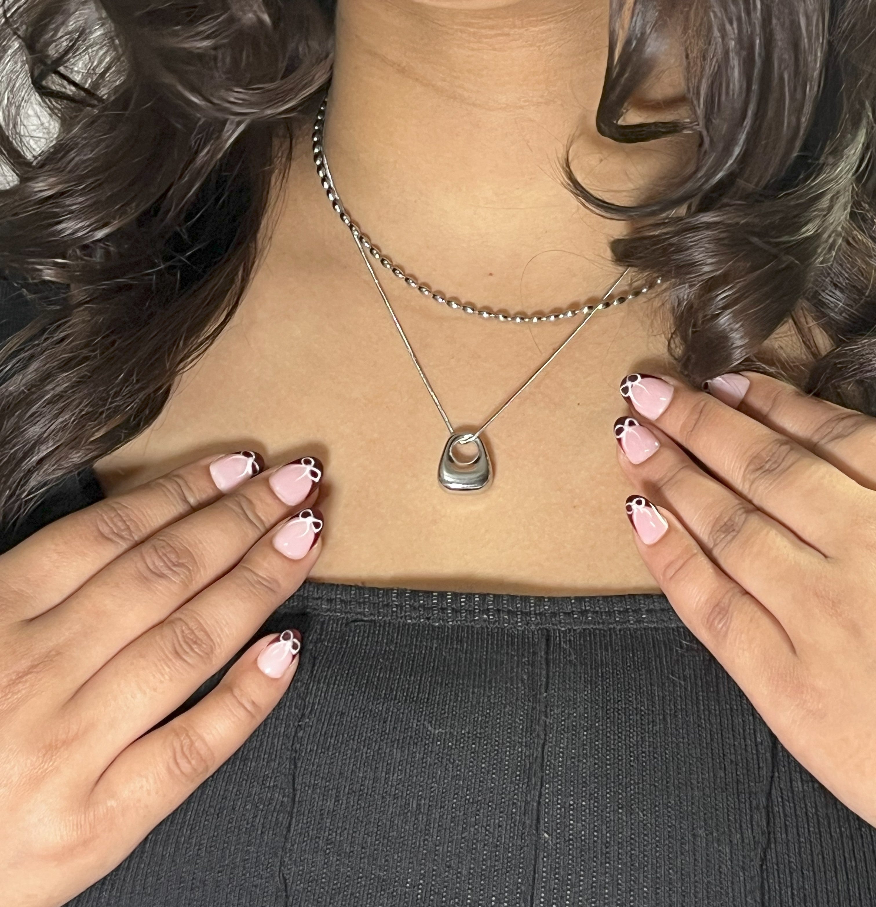 Bold Curve Dual-Layer Pendant Necklace