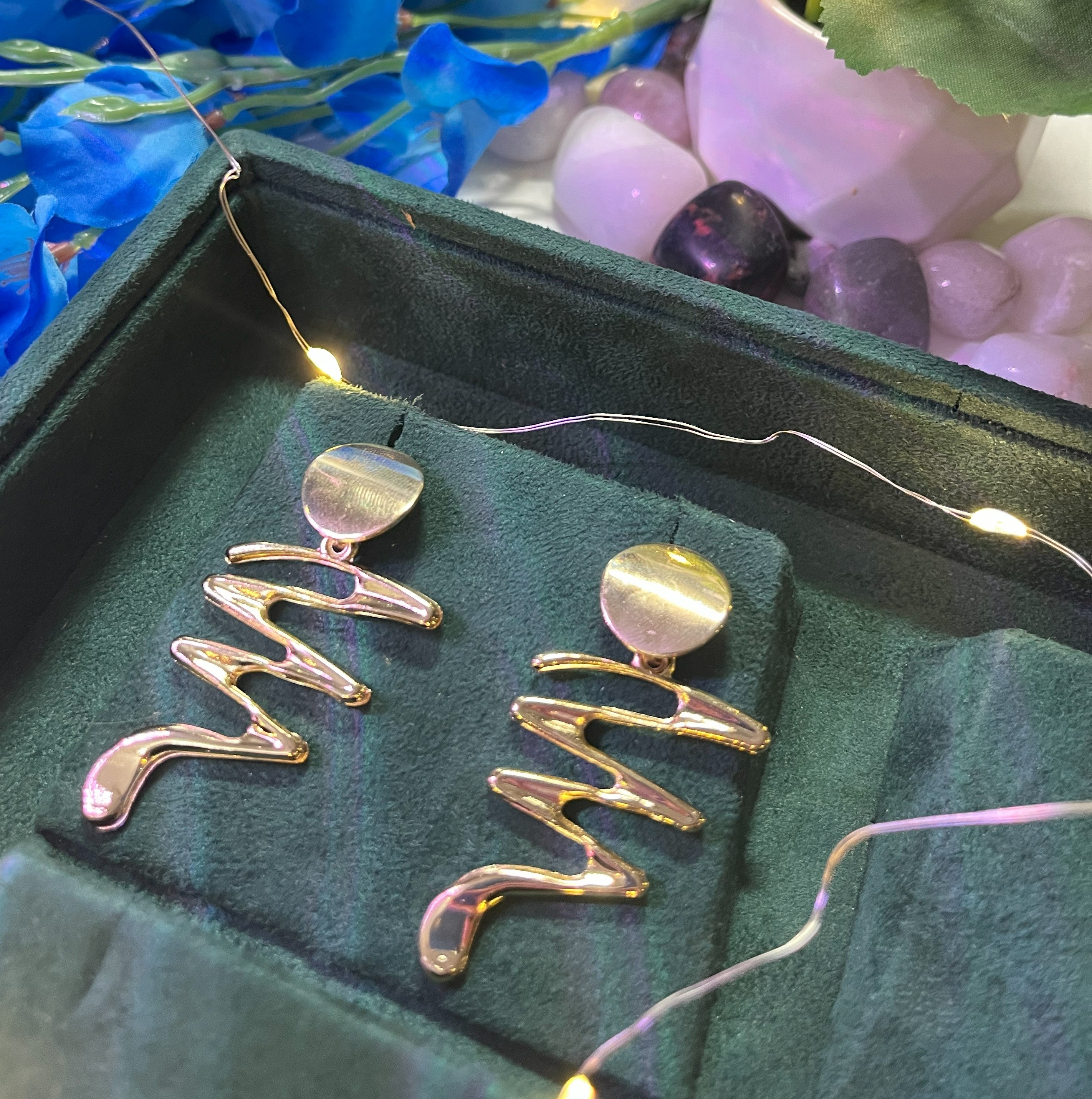 Zigzag Gold Drop Earrings