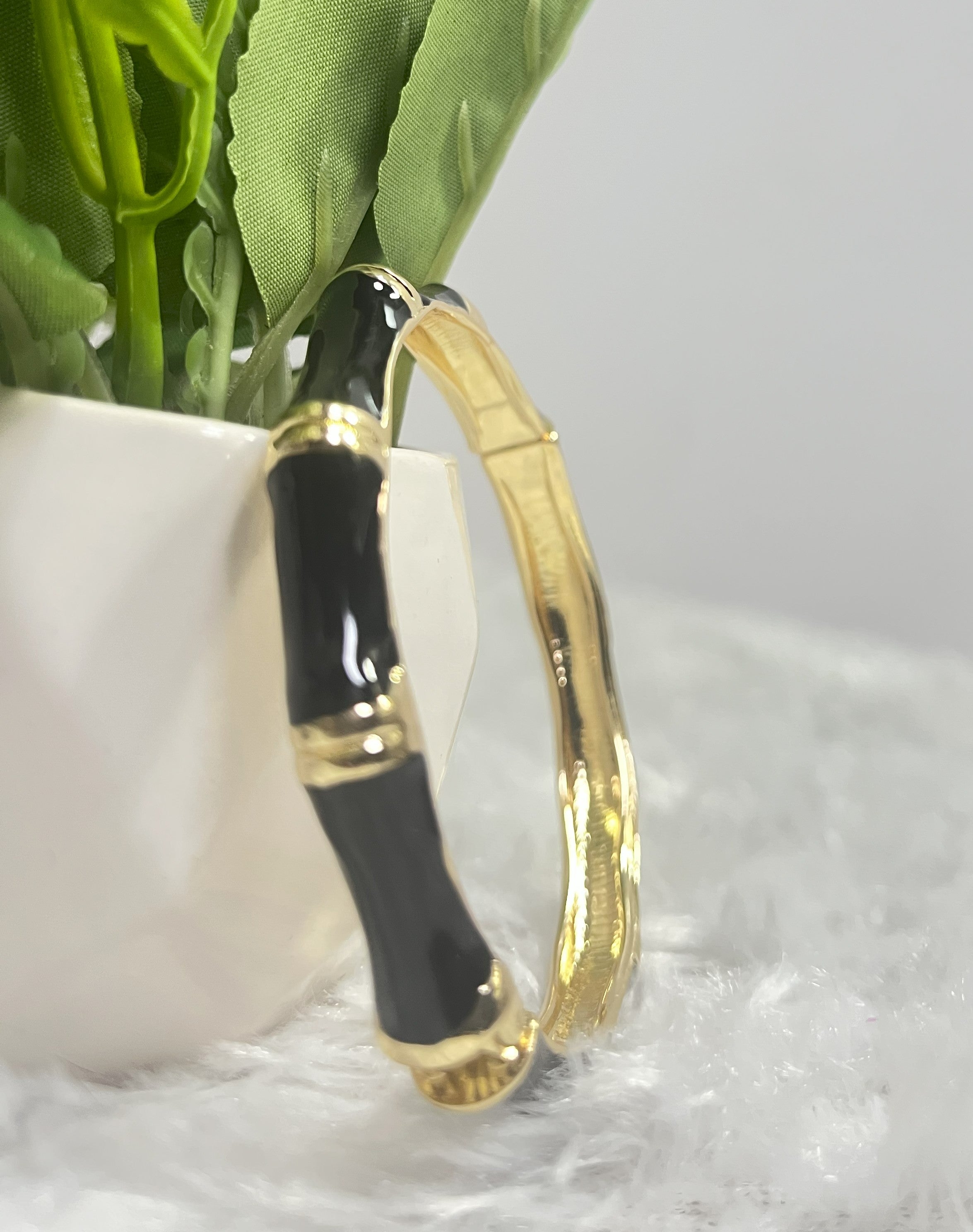 Black Bamboo Gold Bangle