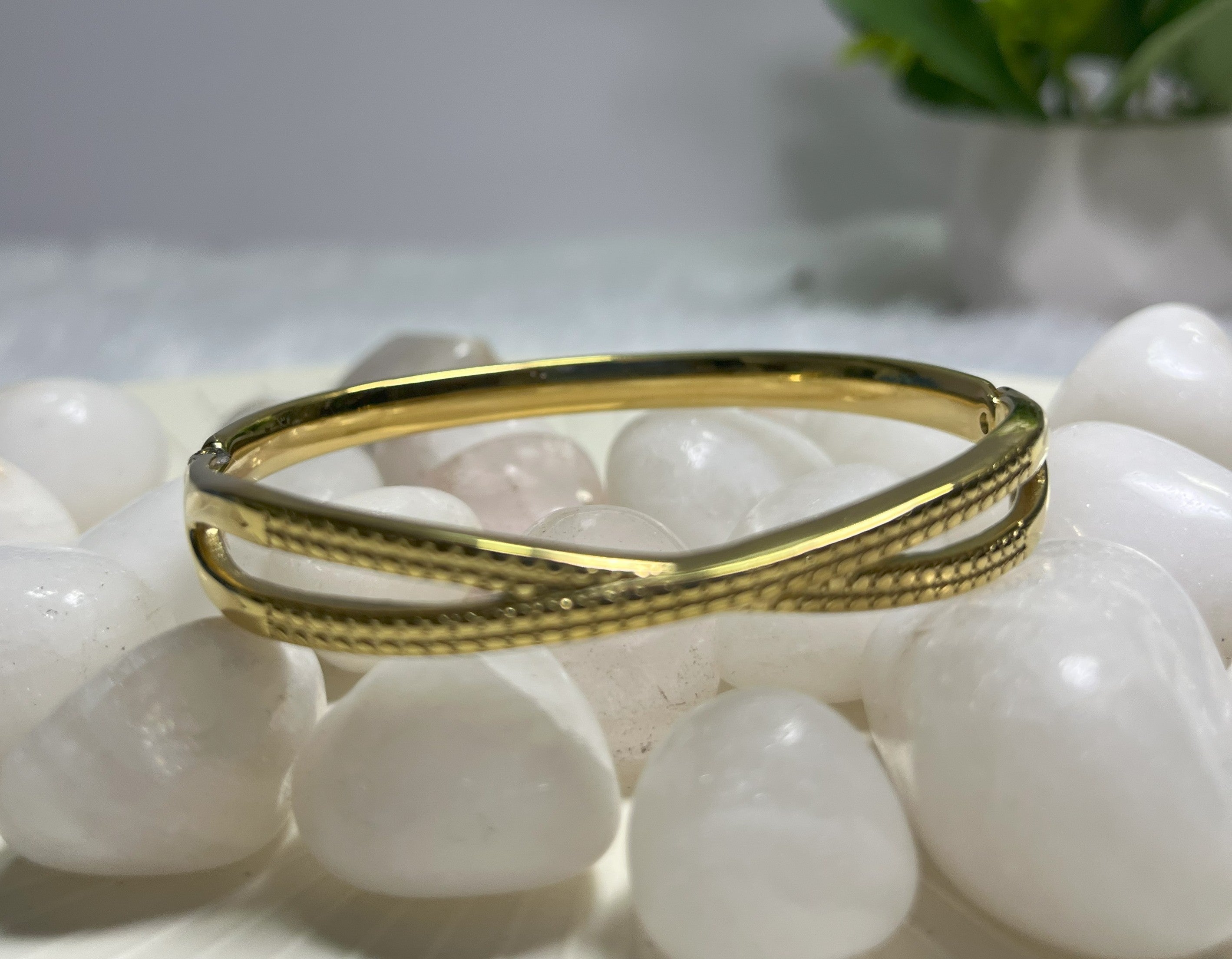 Premium Gold-Plated Textured Cross Kada