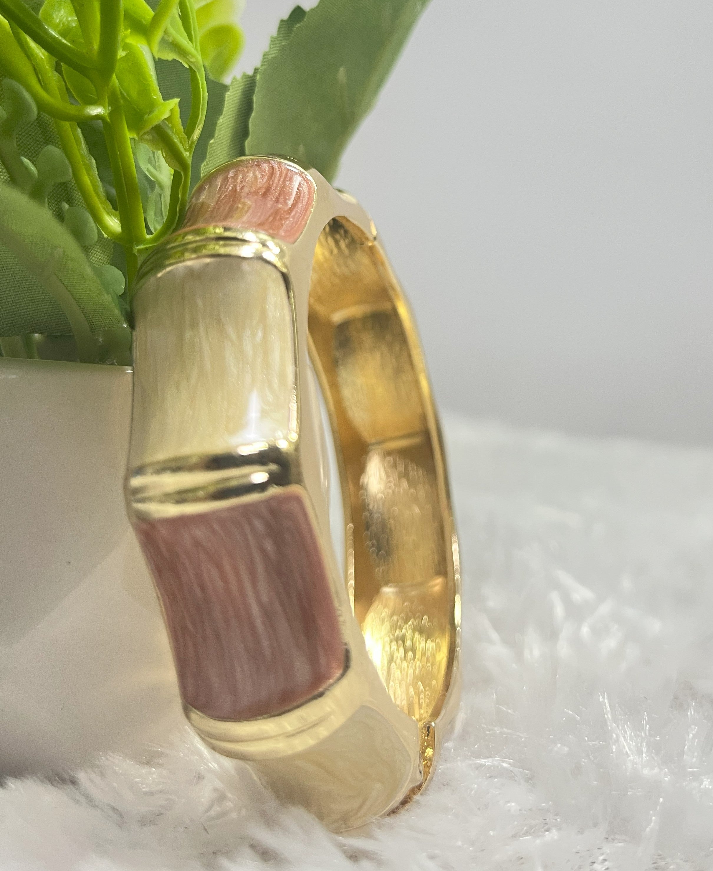 White Gloss Gold Bangle