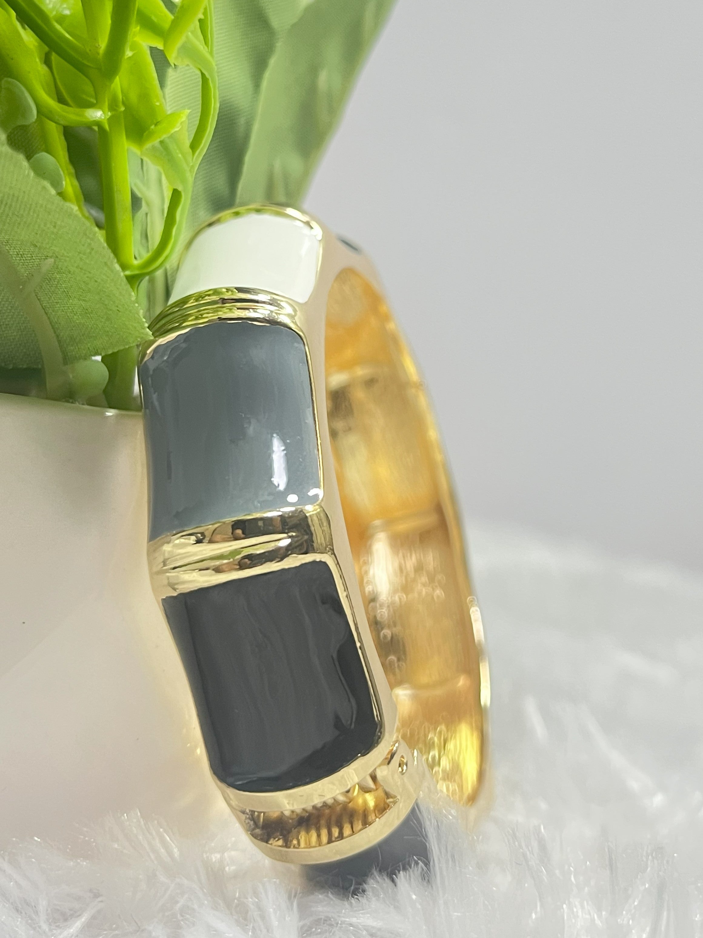 White Gloss Gold Bangle