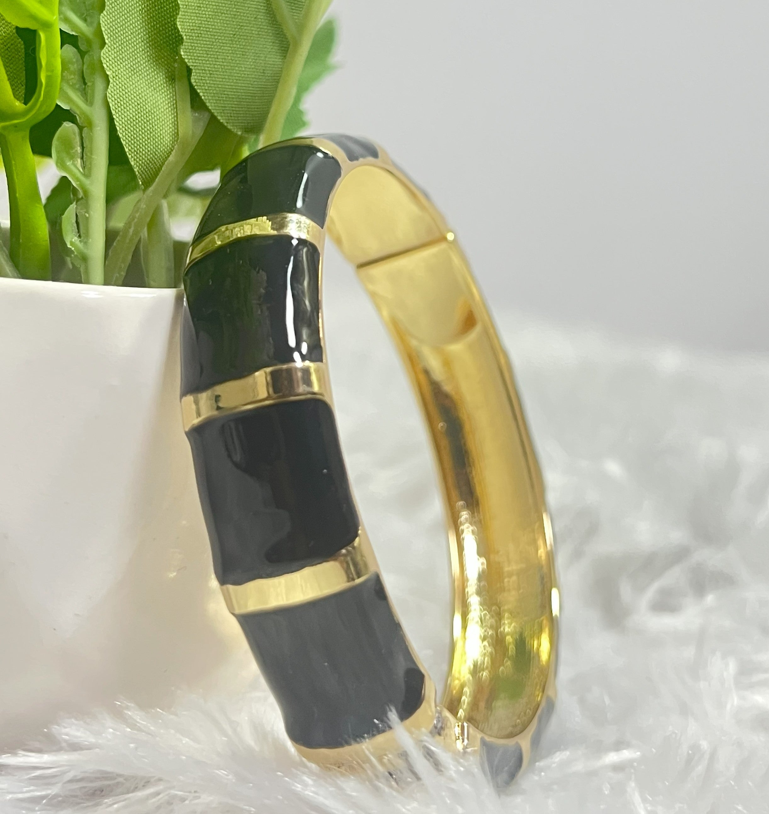 Premium White Enamel Gold-Tone Bangle