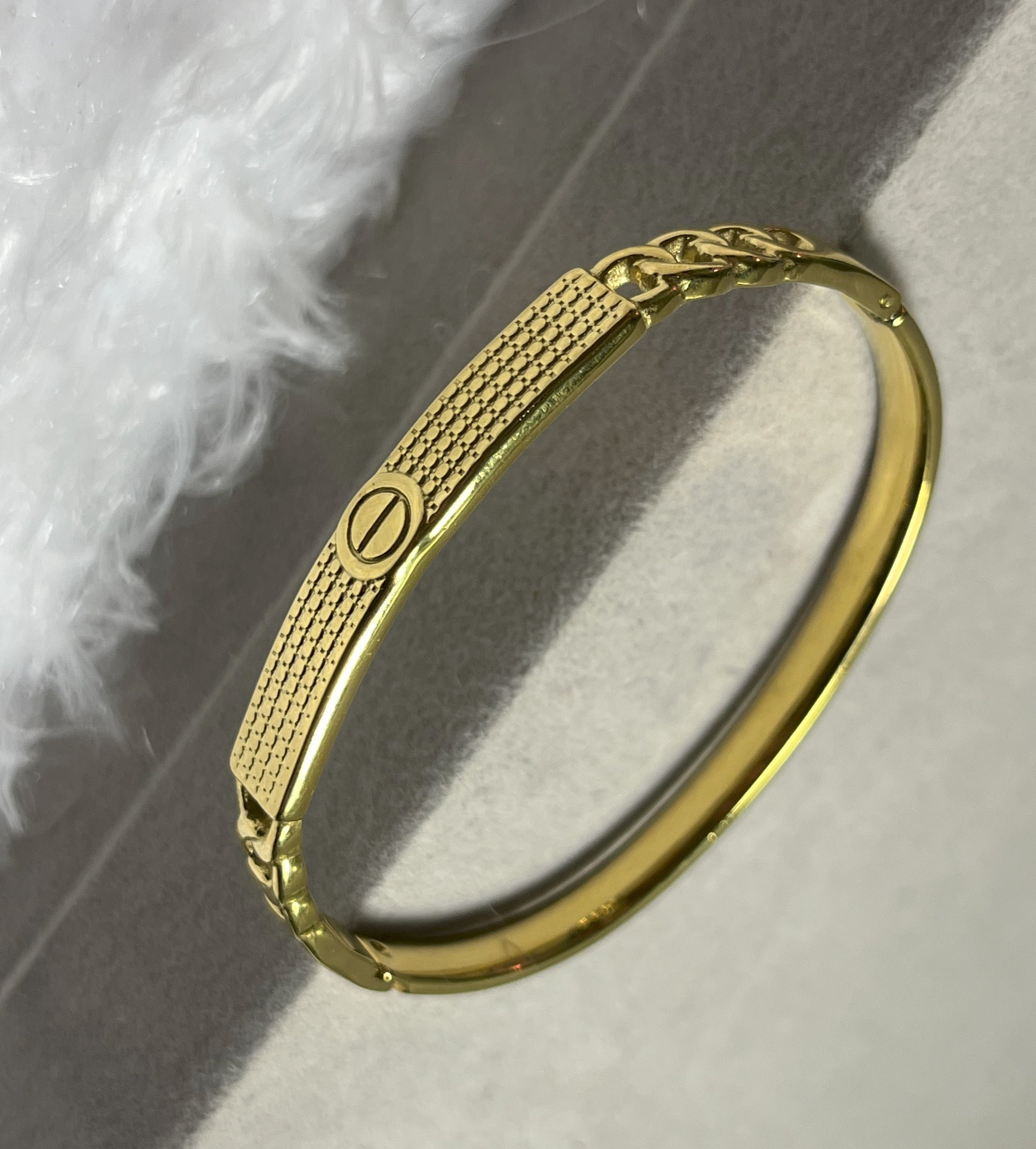 Premium Gold-Plated Textured Kada Bracelet