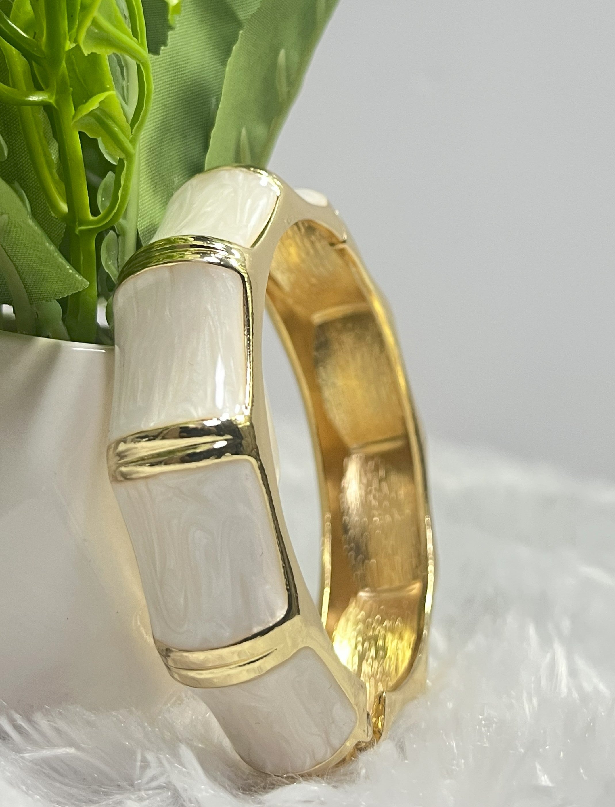 White Gloss Gold Bangle