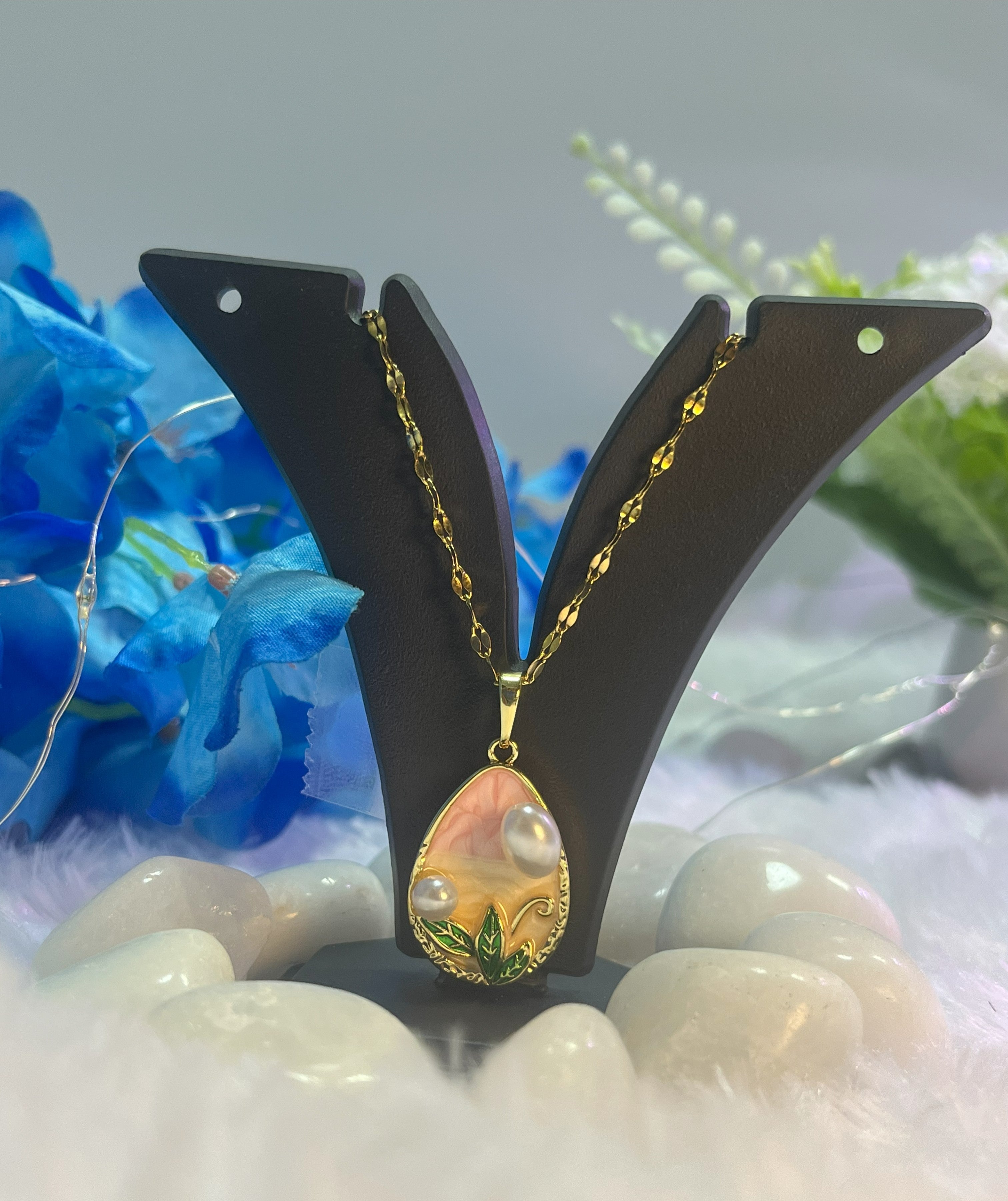 🌸 Premium Pearl Bloom Pendant Set 🌸