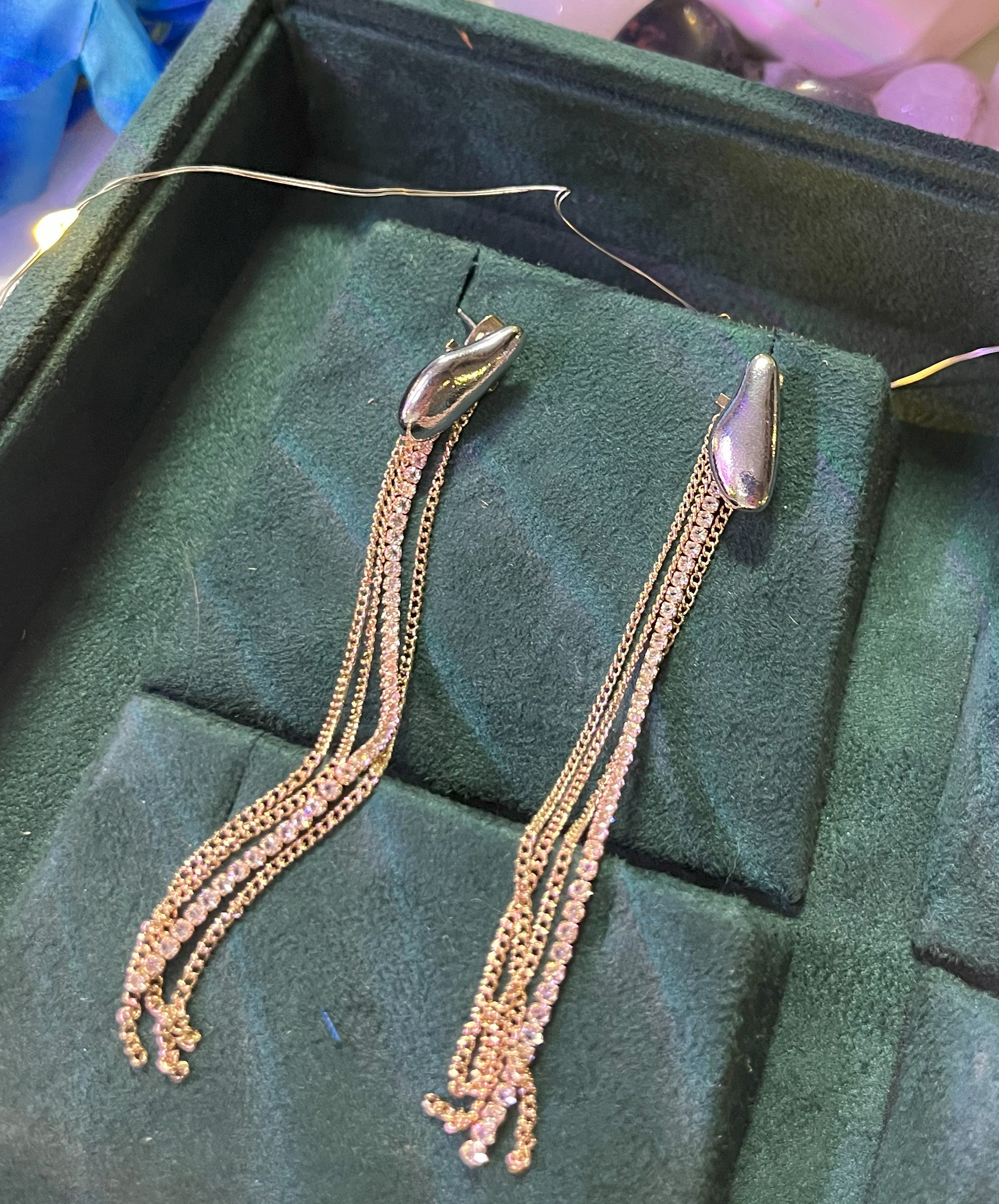 Elegant Crystal Tassel Drop Earrings – Premium Finish | Anti-Tarnish