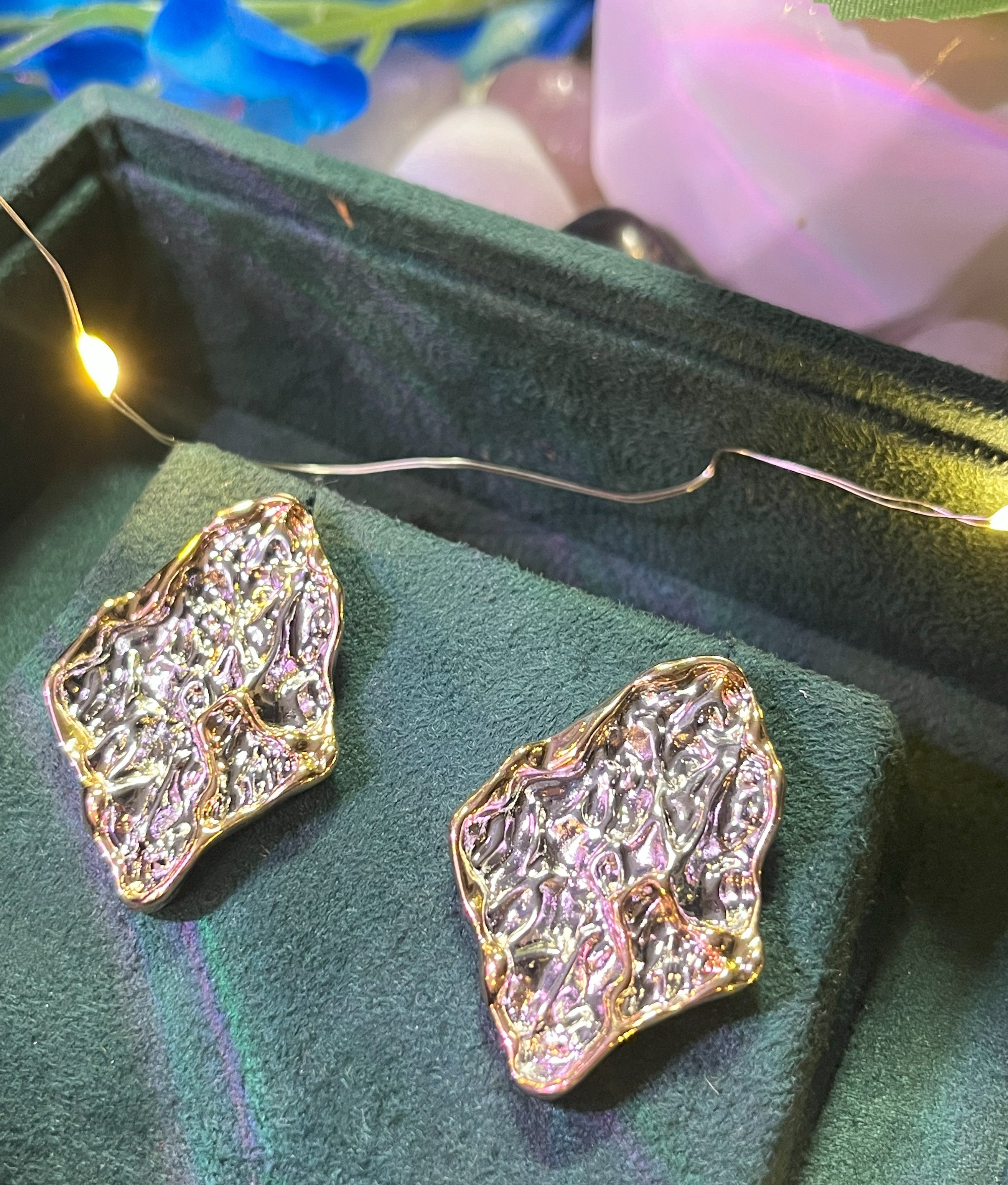 Textured Abstract Stud Earrings – Premium Anti-Tarnish Finish