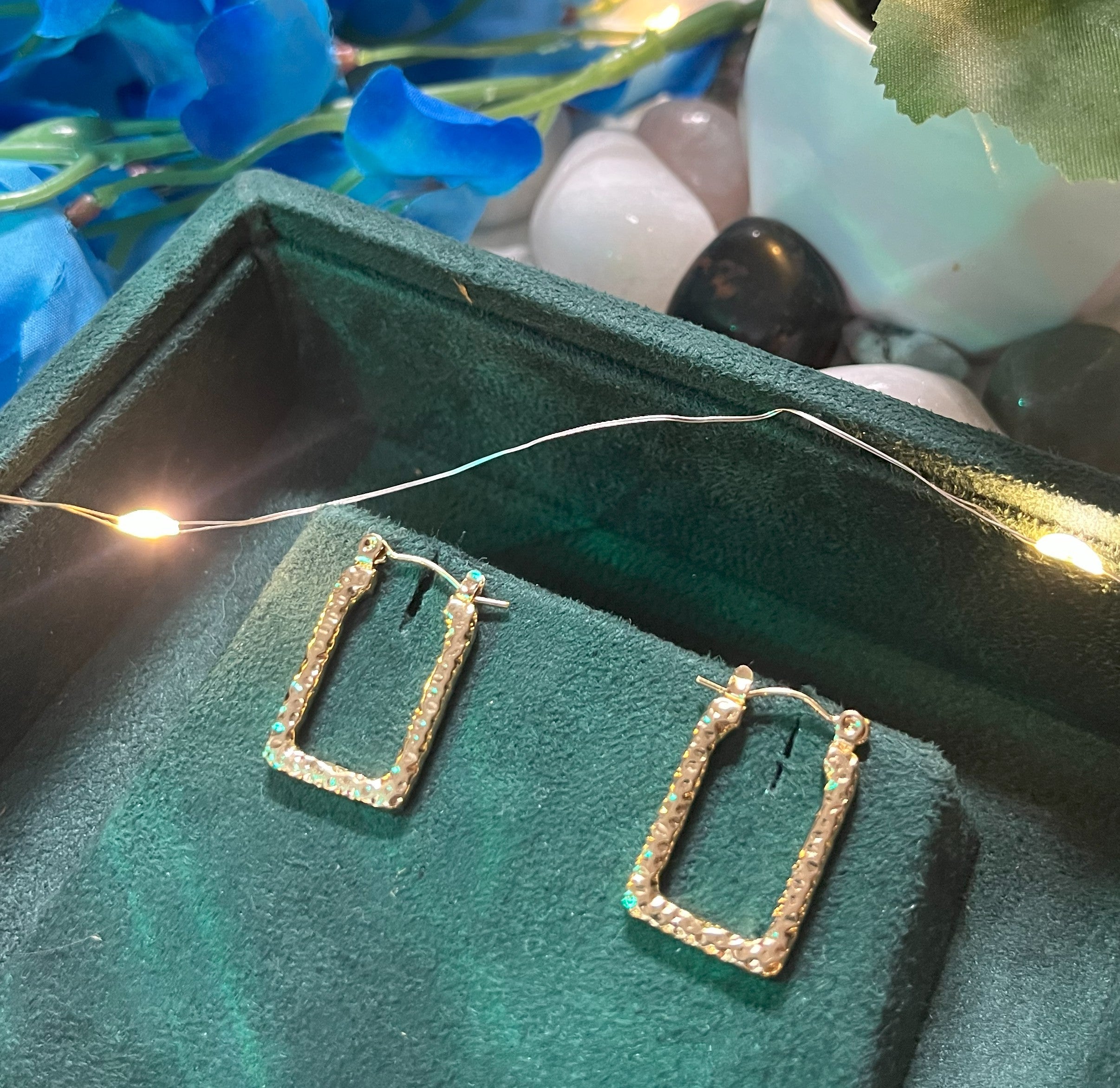Textured Rectangle Hoop Earrings – Premium Anti-Tarnish Finish