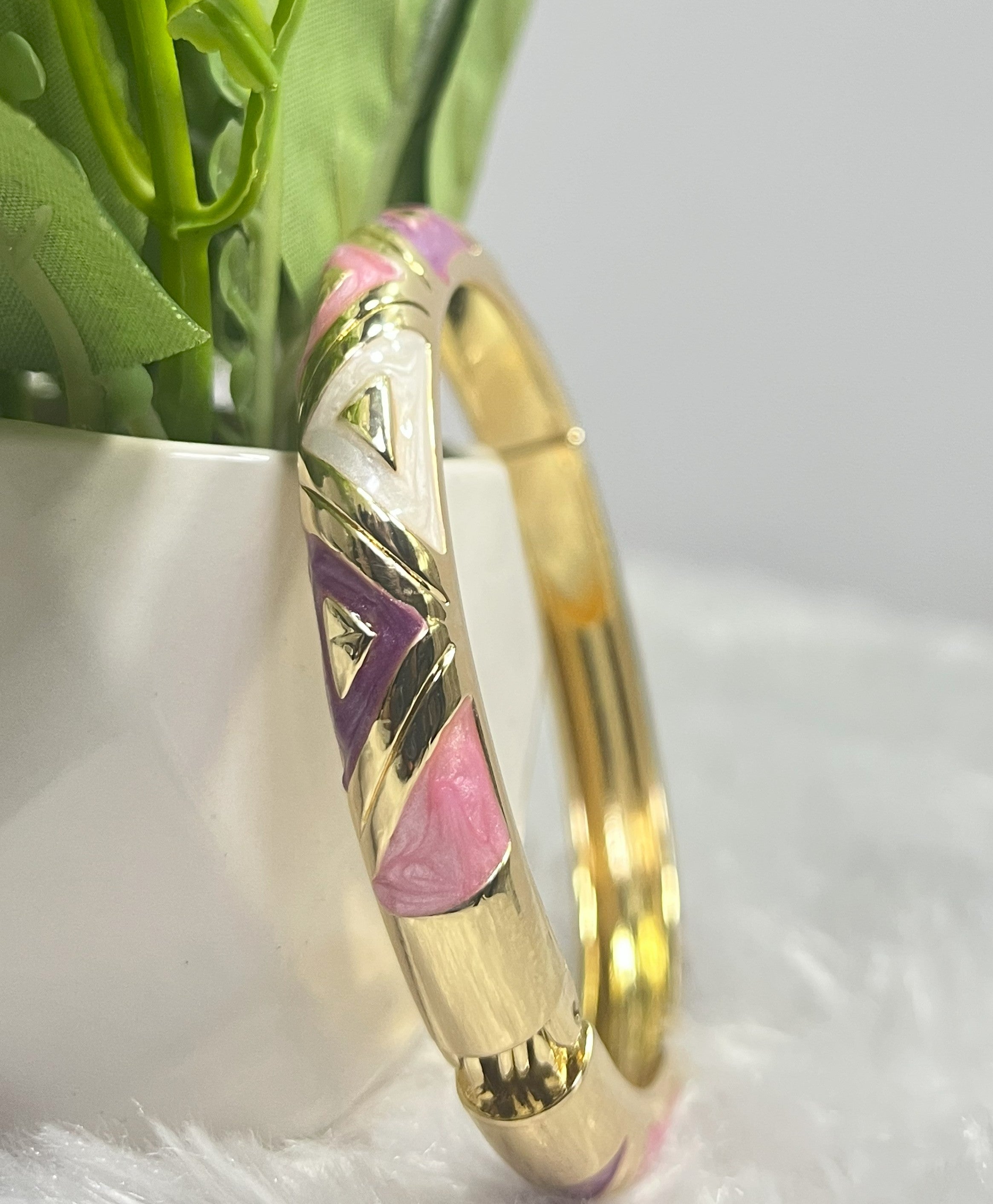 Premium Multicolor Enamel Gold-Tone Bangle