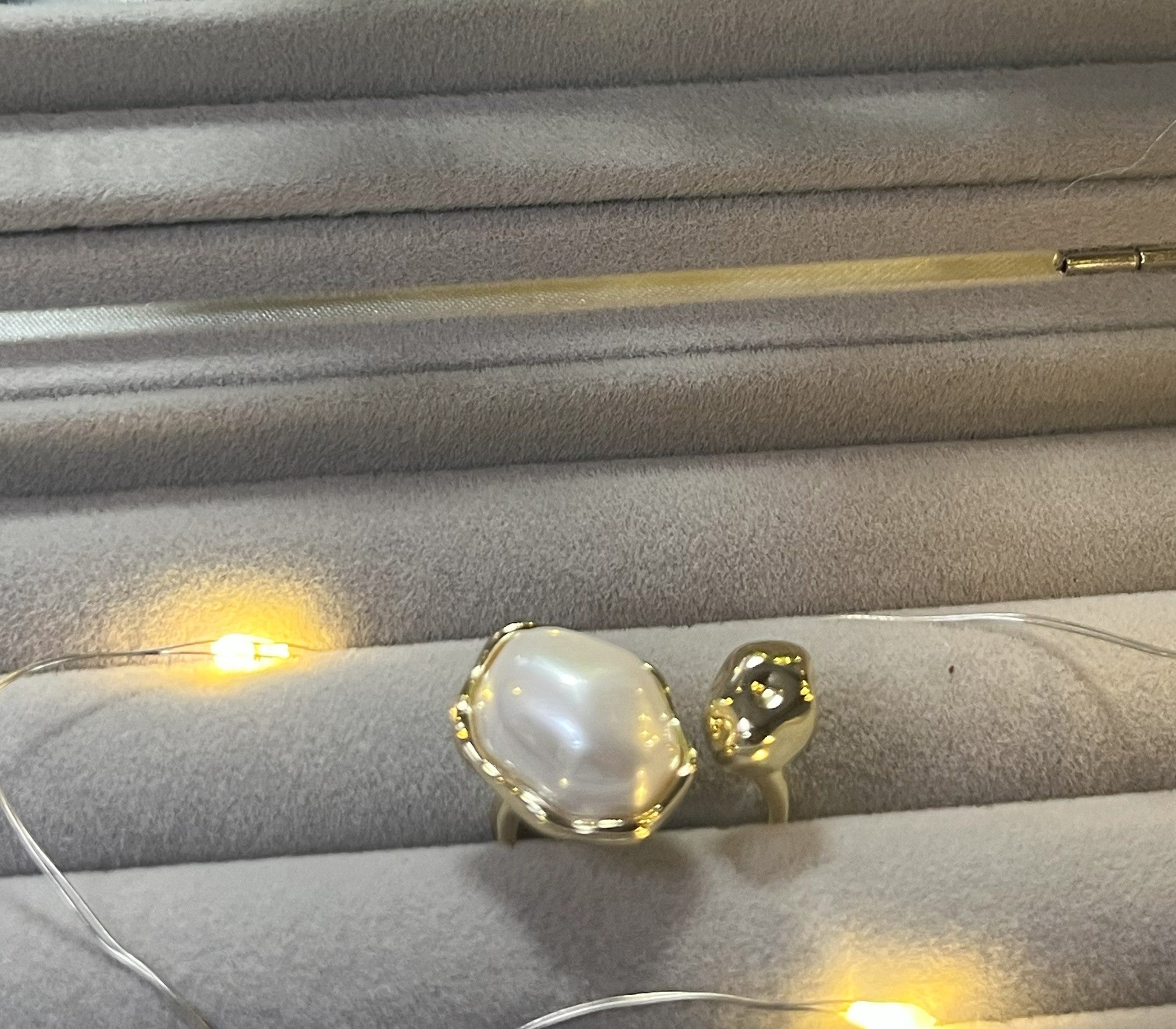 Gold-Tone Baroque Pearl Statement Ring