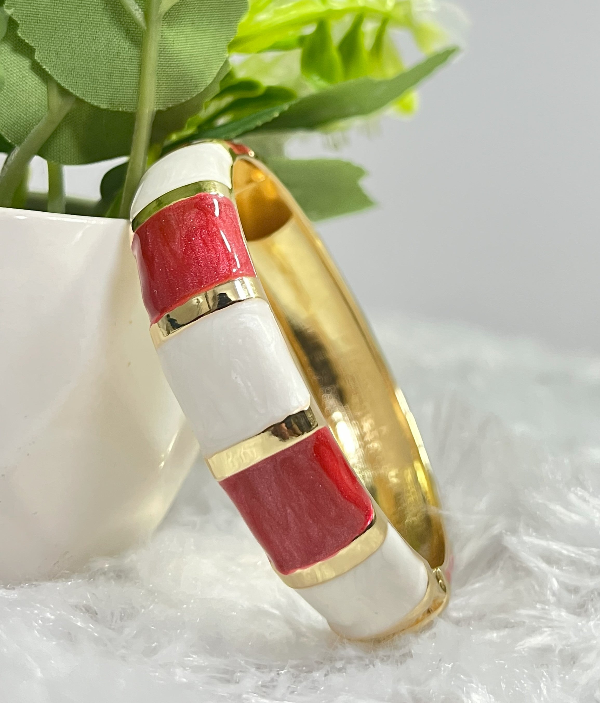 Dual Enamel Gold-Tone Bangle