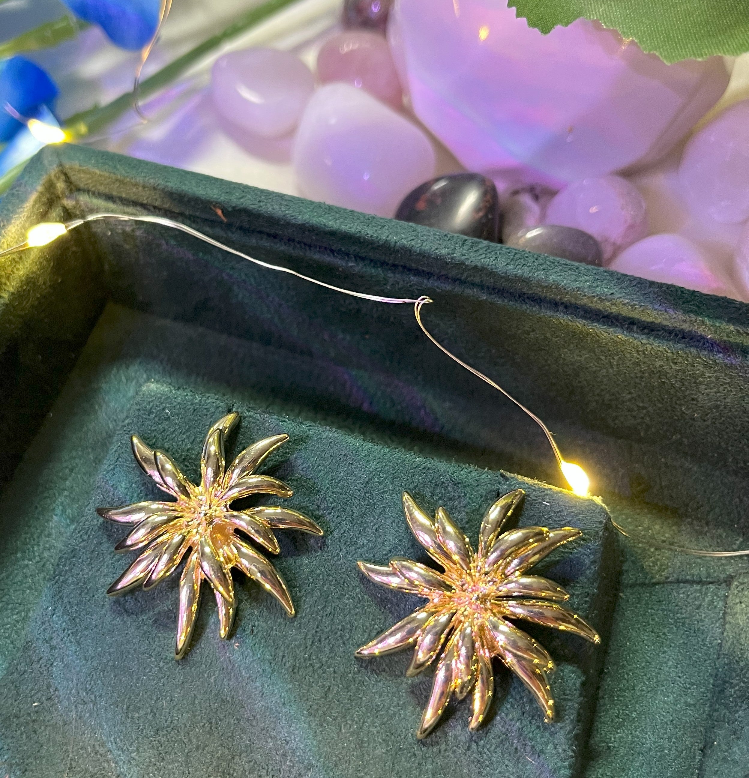Golden Sunburst Stud Earrings
