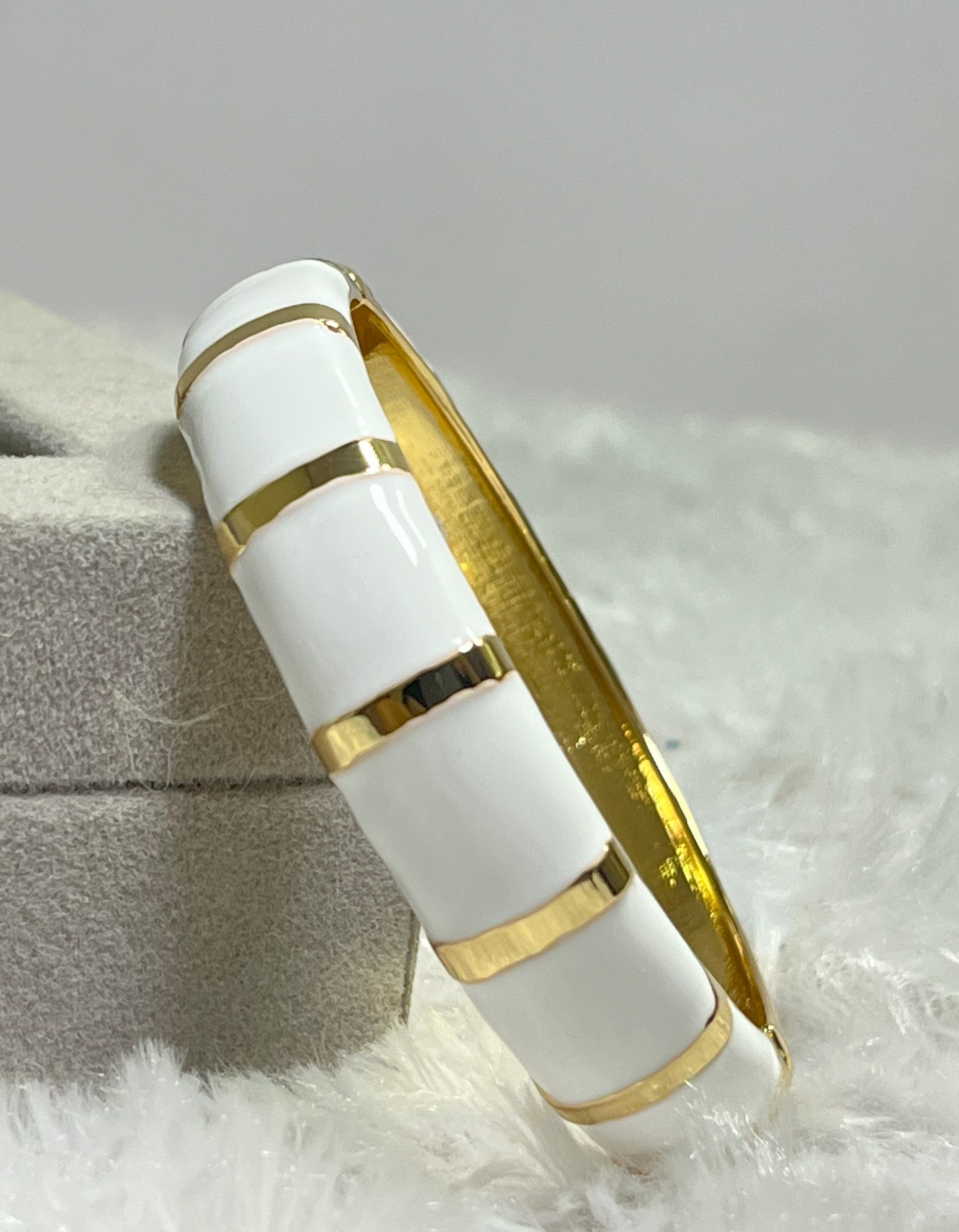 Premium White Enamel Gold-Tone Bangle